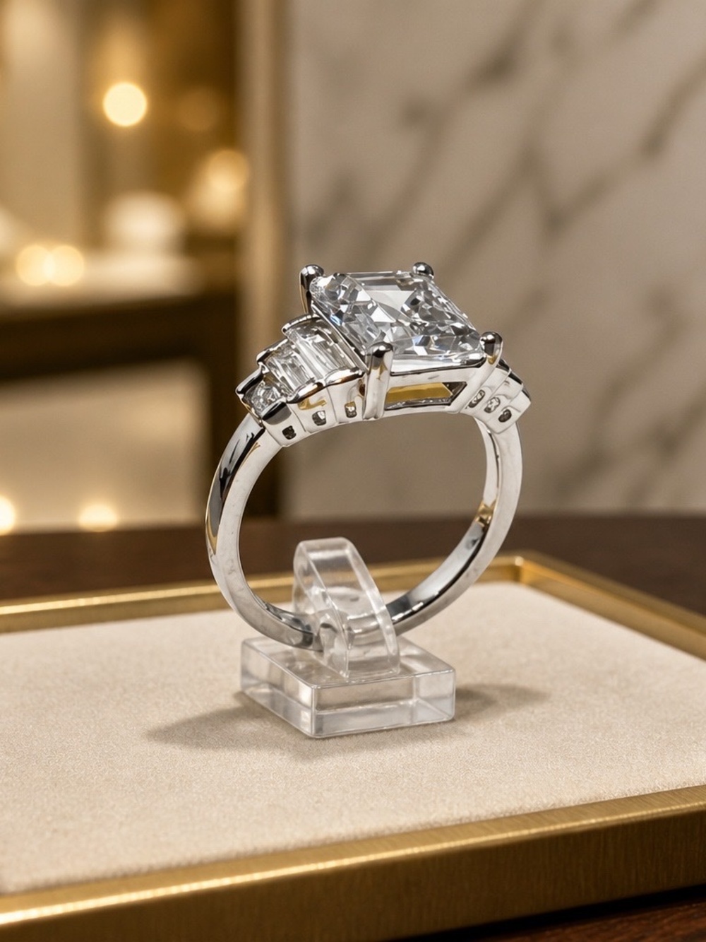 Silver Pated Cubic Zirconia Ring By Charter Club. Size5